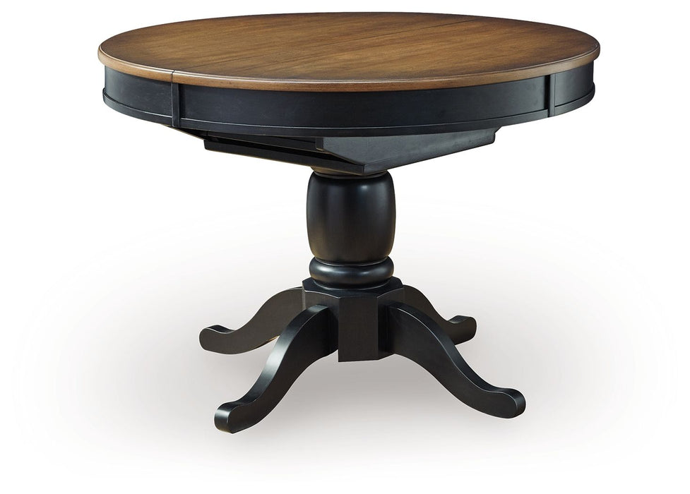 Clorazi - Oval Dining Room Butterfly Extension Table - Black / Brown – Dining Tables with Extensions by Signature Design by Ashley® at Furniture Wholesale Plus , Nashville furniture store