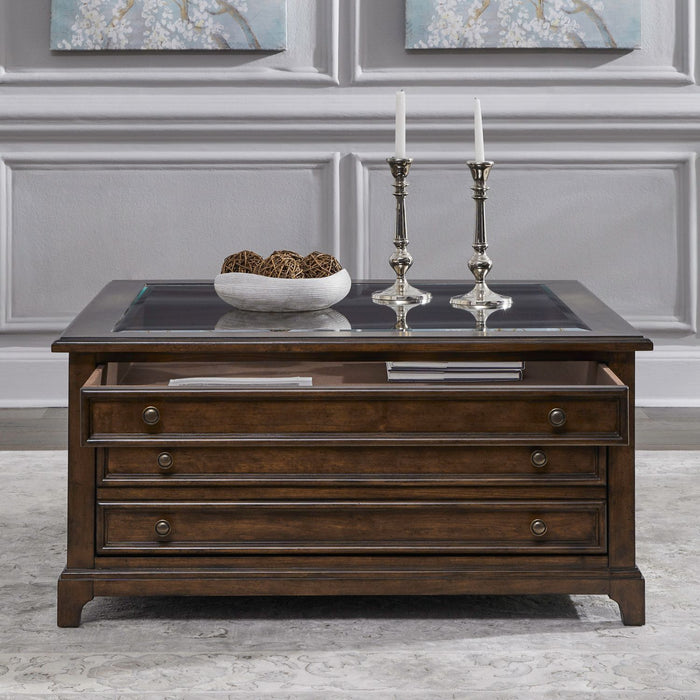 Arden Road - Square Collector Cocktail Table - Satin Cherry – Cocktail Tables by Liberty Furniture at Furniture Wholesale Plus , Nashville furniture store
