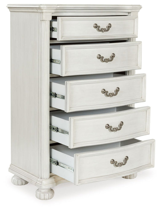 Montelaine - Five Drawer Chest - Antique White – Accent Chests by Benchcraft® at Furniture Wholesale Plus , Nashville furniture store