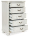 Montelaine - Five Drawer Chest - Antique White – Accent Chests by Benchcraft® at Furniture Wholesale Plus , Nashville furniture store