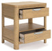 Rencott - Two Drawer Night Stand - Light Brown – Nightstands w/ Charging Stations by Ashley® at Furniture Wholesale Plus , Nashville furniture store
