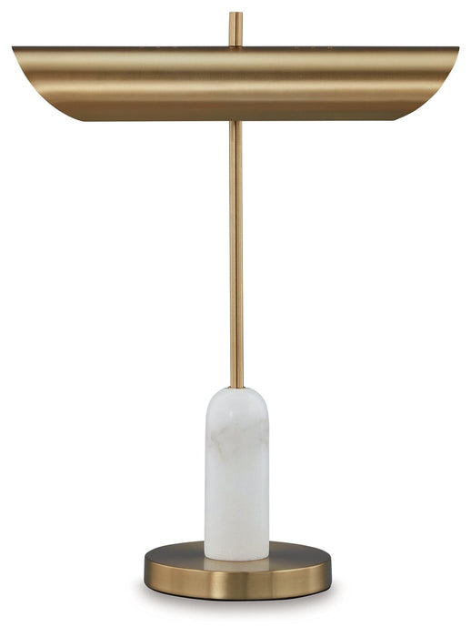 Rowleigh - Marble Desk Lamp - Gold Finish / White – Table Lamps by Signature Design by Ashley® at Furniture Wholesale Plus , Nashville furniture store