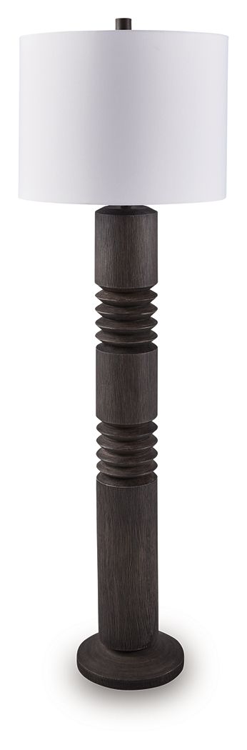 Fainwell - Distressed Black - Poly Floor Lamp - Premium Floor Lamps from Signature Design by Ashley® - Just $168! Shop now at Furniture Wholesale Plus  We are the best furniture store in Nashville, Hendersonville, Goodlettsville, Madison, Antioch, Mount Juliet, Lebanon, Gallatin, Springfield, Murfreesboro, Franklin, Brentwood