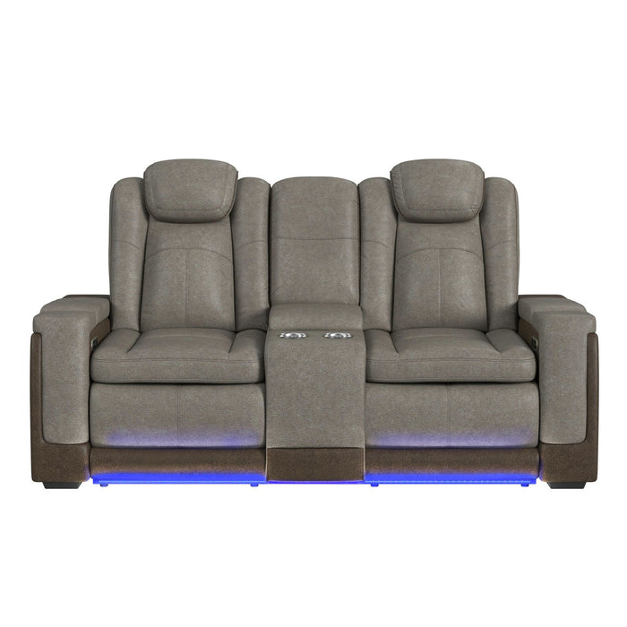 Lantana - Power Motion Loveseat With Power Headrest, LED, And Console – Reclining Loveseats by Elements International at Furniture Wholesale Plus , Nashville furniture store