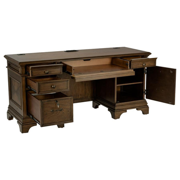 Hartshill - 5-Drawer Credenza Office Desk Burnish Oak - Burnished Oak - Premium Credenzas from CoasterElevations - Just $1389! Shop now at Furniture Wholesale Plus  We are the best furniture store in Nashville, Hendersonville, Goodlettsville, Madison, Antioch, Mount Juliet, Lebanon, Gallatin, Springfield, Murfreesboro, Franklin, Brentwood
