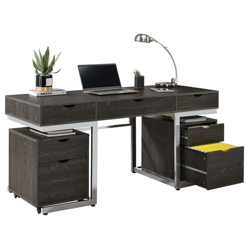 Noorvik 3-piece Writing Desk Set Dark Oak and Chrome - Premium Desk from Coaster Z2 Standard - Just $538! Shop now at Furniture Wholesale Plus  We are the best furniture store in Nashville, Hendersonville, Goodlettsville, Madison, Antioch, Mount Juliet, Lebanon, Gallatin, Springfield, Murfreesboro, Franklin, Brentwood