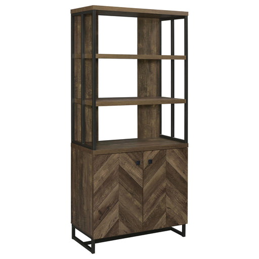 Millbrook 2-door Bookcase Rustic Oak Herringbone and Gunmetal - Premium Bookcase from Coaster Z2 Standard - Just $318! Shop now at Furniture Wholesale Plus  We are the best furniture store in Nashville, Hendersonville, Goodlettsville, Madison, Antioch, Mount Juliet, Lebanon, Gallatin, Springfield, Murfreesboro, Franklin, Brentwood