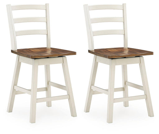 Brinfern - Swivel Stool (Set of 2) - Brown / Antique White – Stool Sets by Signature Design by Ashley® at Furniture Wholesale Plus , Nashville furniture store