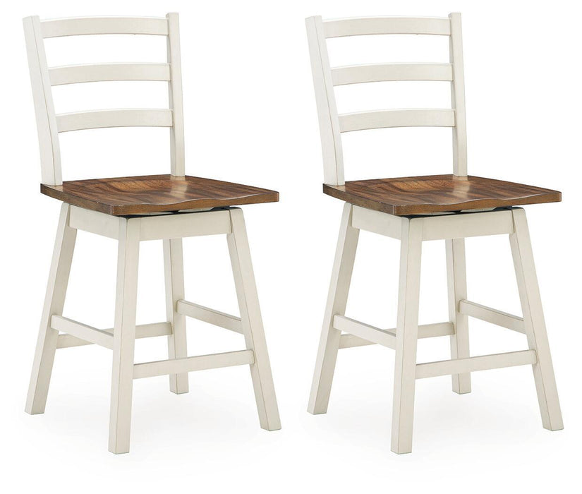 Brinfern - Swivel Stool (Set of 2) - Brown / Antique White – Stool Sets by Signature Design by Ashley® at Furniture Wholesale Plus , Nashville furniture store