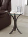 Edgar - Round Glass Top Accent Side Table - Cappuccino – Side Tables by CoasterEveryday at Furniture Wholesale Plus , Nashville furniture store