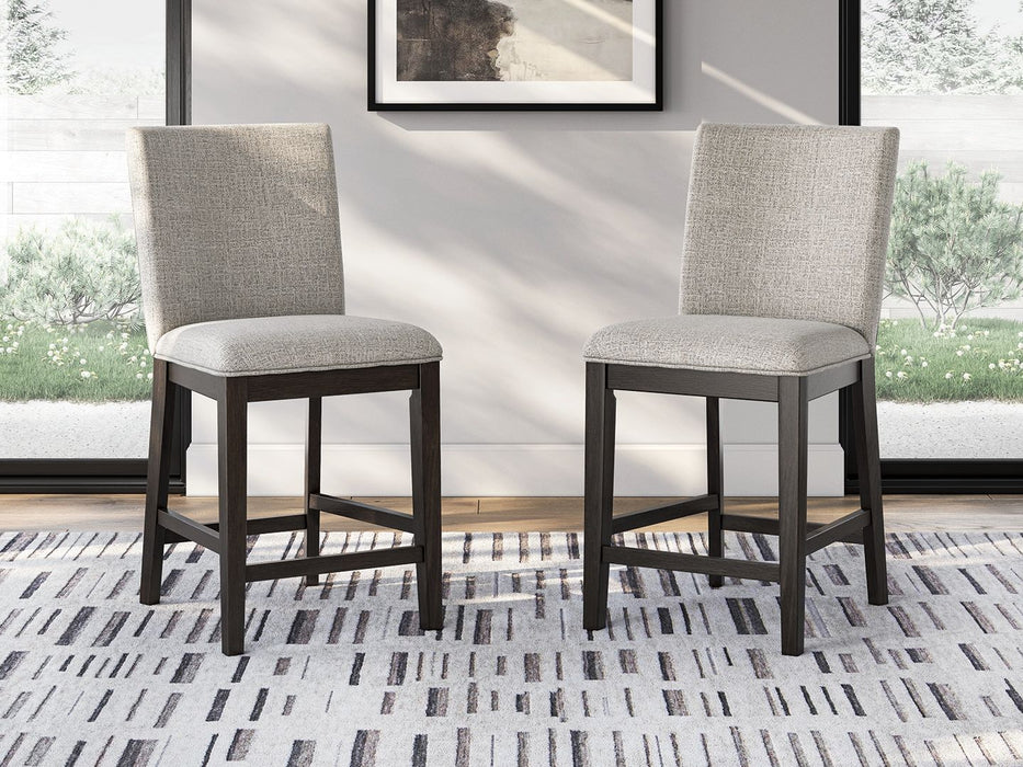Neymorton - Upholstered Barstool (Set of 2) - Dark Grayish Brown – Stool Sets by Signature Design by Ashley® at Furniture Wholesale Plus , Nashville furniture store