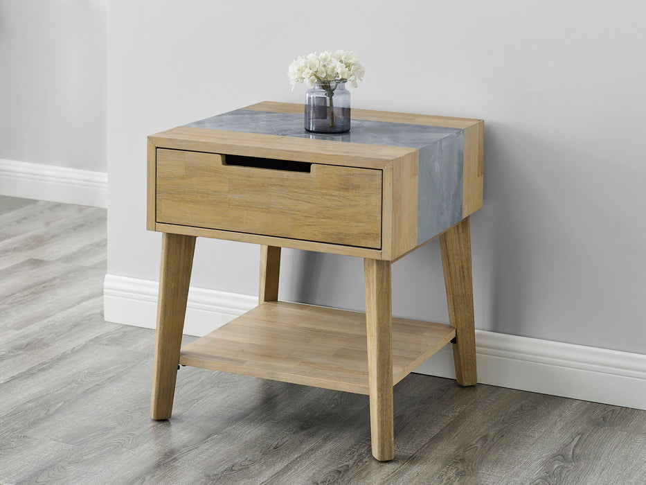Calgary - Sintered Stone Inlay Side Table - Brown – End Tables by Steve Silver Furniture at Furniture Wholesale Plus , Nashville furniture store