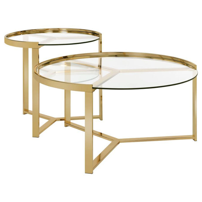 Delia - 2 Piece Round Glass Top Nesting Coffee Table – Nesting Tables by Coaster Fine Furniture at Furniture Wholesale Plus , Nashville furniture store