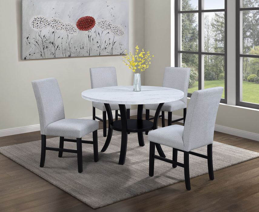 Isla - 5 Piece Dining Room Set - White / Black – 5 Piece Dining Room Sets by Crown Mark at Furniture Wholesale Plus , Nashville furniture store