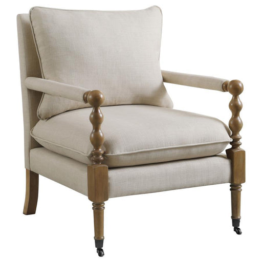 Dempsy - Upholstered Accent Chair With Casters - Beige - Premium Accent Chairs from CoasterElevations - Just $539! Shop now at Furniture Wholesale Plus  We are the best furniture store in Nashville, Hendersonville, Goodlettsville, Madison, Antioch, Mount Juliet, Lebanon, Gallatin, Springfield, Murfreesboro, Franklin, Brentwood