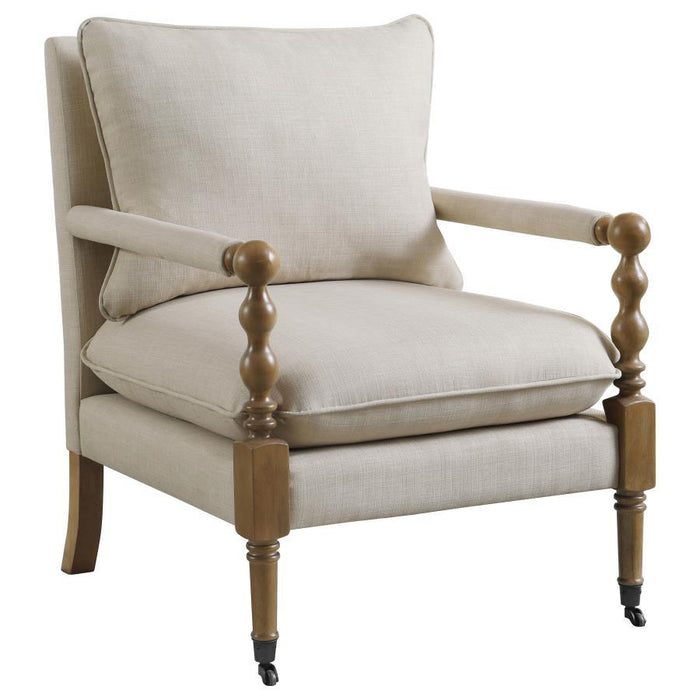 Dempsy - Upholstered Accent Chair With Casters - Beige - Premium Accent Chairs from CoasterElevations - Just $539! Shop now at Furniture Wholesale Plus  We are the best furniture store in Nashville, Hendersonville, Goodlettsville, Madison, Antioch, Mount Juliet, Lebanon, Gallatin, Springfield, Murfreesboro, Franklin, Brentwood