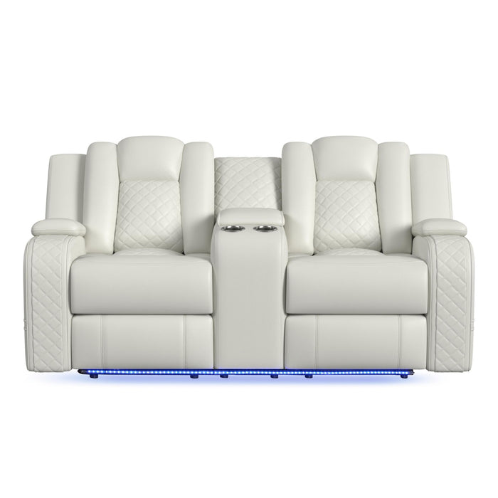Carlo - Power Motion Loveseat With Power Headrest, Console And LED – Reclining Loveseats by Elements International at Furniture Wholesale Plus , Nashville furniture store