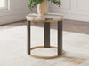 Jazmore - Round End Table - Brown / Brass Finish – End Tables by Signature Design by Ashley® at Furniture Wholesale Plus , Nashville furniture store