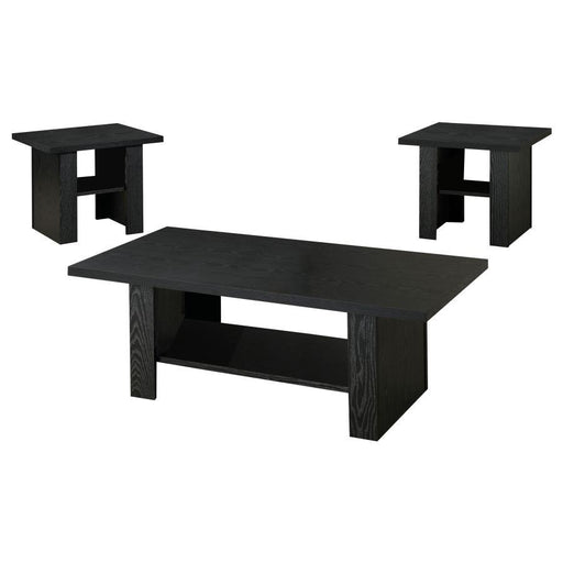 Rodez - 3 Piece Engineered Wood Coffee Table Set - Black Oak – Table Sets by CoasterEveryday at Furniture Wholesale Plus , Nashville furniture store