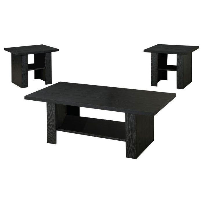 Rodez - 3 Piece Engineered Wood Coffee Table Set - Black Oak – Table Sets by CoasterEveryday at Furniture Wholesale Plus , Nashville furniture store