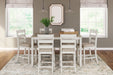 Skempton - White / Light Brown - Counter Height Dining Table and Bar Stools (Set of 7) - Premium 7 Piece Dining Room Sets from Signature Design by Ashley® - Just $848! Shop now at Furniture Wholesale Plus  We are the best furniture store in Nashville, Hendersonville, Goodlettsville, Madison, Antioch, Mount Juliet, Lebanon, Gallatin, Springfield, Murfreesboro, Franklin, Brentwood