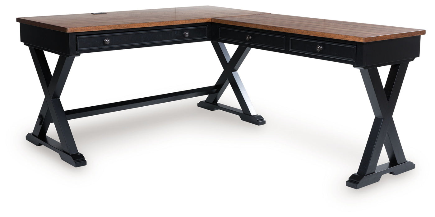 Wildenauer - Home Office Desk And Return - Brown / Black – Corner Desks by Signature Design by Ashley® at Furniture Wholesale Plus , Nashville furniture store