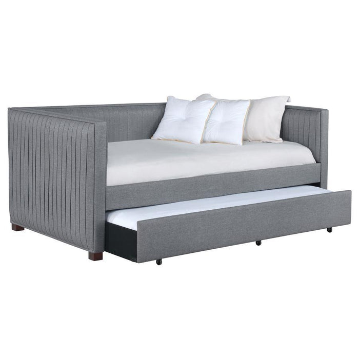 Brodie - Upholstered Twin Daybed With Trundle - Gray – Daybeds by CoasterEssence at Furniture Wholesale Plus , Nashville furniture store