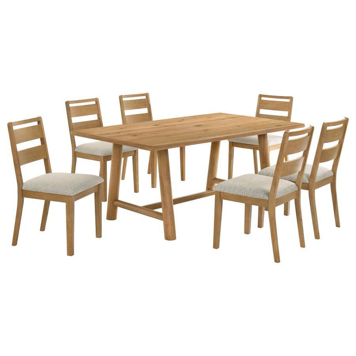 Duncan - 7 Piece Rectangular Wood Dining Table Set - Washed Oak – 7 Piece Dining Room Sets by Coaster Fine Furniture at Furniture Wholesale Plus , Nashville furniture store