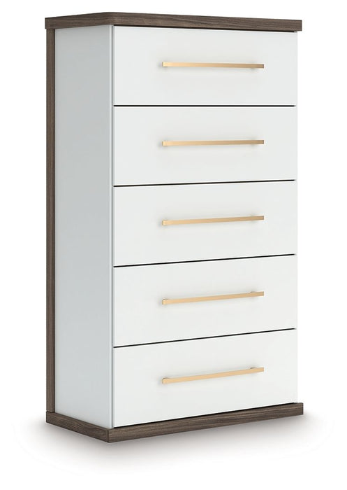 Kendanport - Five Drawer Chest - Brown / White – Accent Chests by Signature Design by Ashley® at Furniture Wholesale Plus , Nashville furniture store