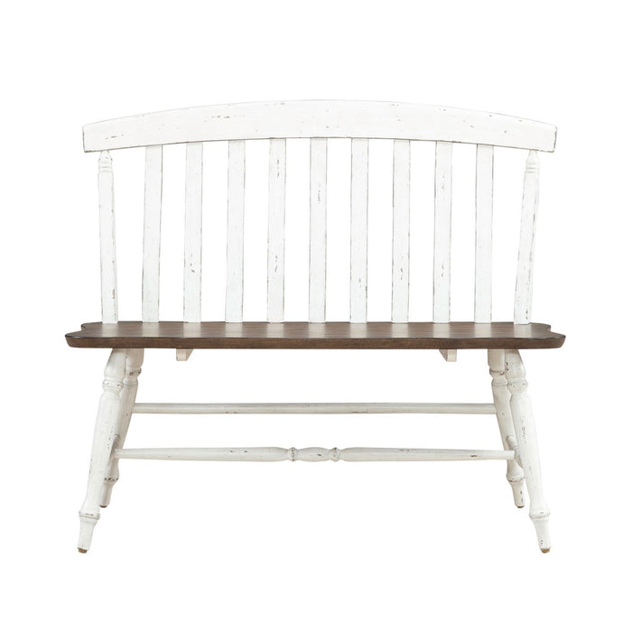 Al Fresco - Slat Back Bench - Graphite & Whitestone – Dining Benches by Liberty Furniture at Furniture Wholesale Plus , Nashville furniture store