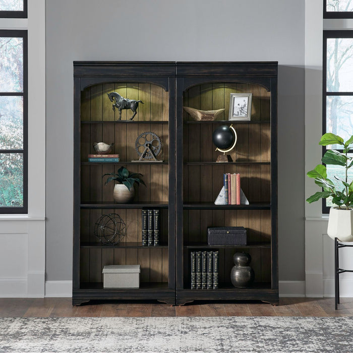 Meritage - Bunching Bookcase (Set of 2) - Aged Charcoal – 2 Piece Home Office Sets by Liberty Furniture at Furniture Wholesale Plus , Nashville furniture store