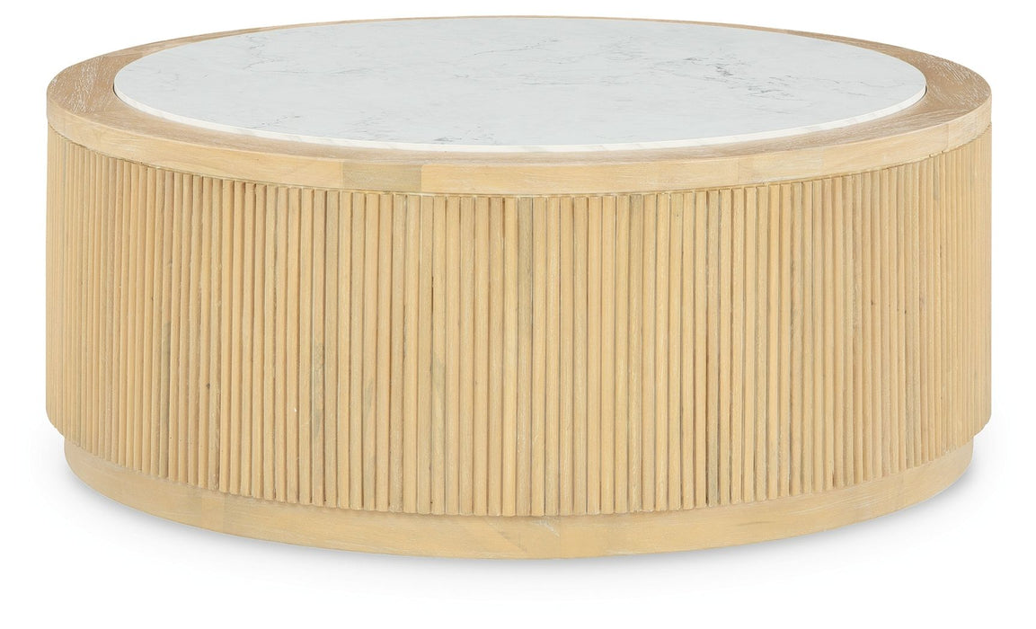 Camdill - Round Cocktail Table - Light Brown / White – Coffee Tables by Signature Design by Ashley® at Furniture Wholesale Plus , Nashville furniture store