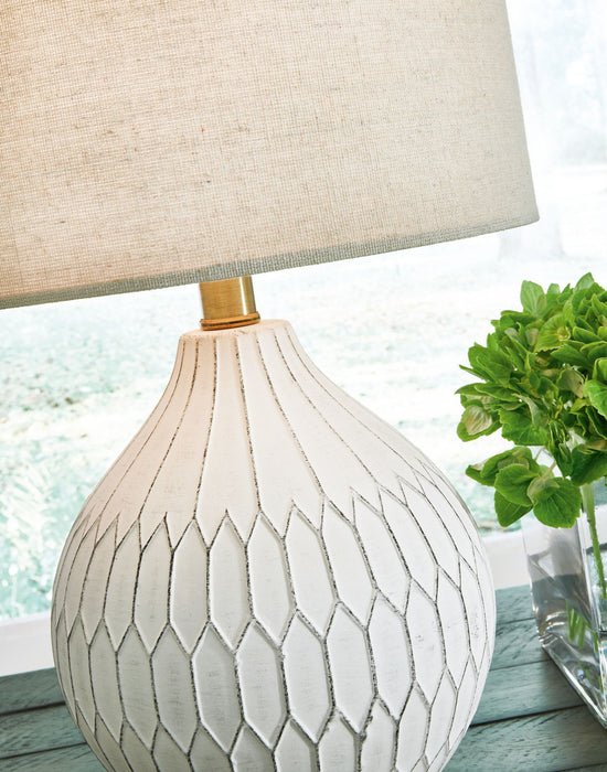 Wardmont - Ceramic Table Lamp  - White – Table Lamps by Signature Design by Ashley® at Furniture Wholesale Plus , Nashville furniture store
