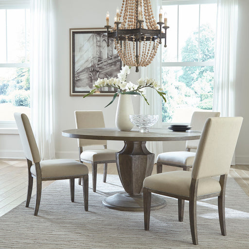 Westfield - 5 Piece Pedestal Table Set (Upholstered Side Chairs) - Havana Brown – 5 Piece Dining Room Sets by Liberty Furniture at Furniture Wholesale Plus , Nashville furniture store