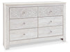 Paxberry - Six Drawer Dresser - Medallion Drawer Pulls - Whitewash – Dressers by Signature Design by Ashley® at Furniture Wholesale Plus , Nashville furniture store