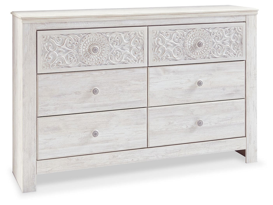 Paxberry - Six Drawer Dresser - Medallion Drawer Pulls - Whitewash – Dressers by Signature Design by Ashley® at Furniture Wholesale Plus , Nashville furniture store