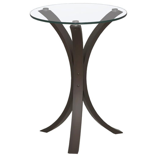 Edgar - Round Glass Top Accent Side Table - Cappuccino – Side Tables by CoasterEveryday at Furniture Wholesale Plus , Nashville furniture store