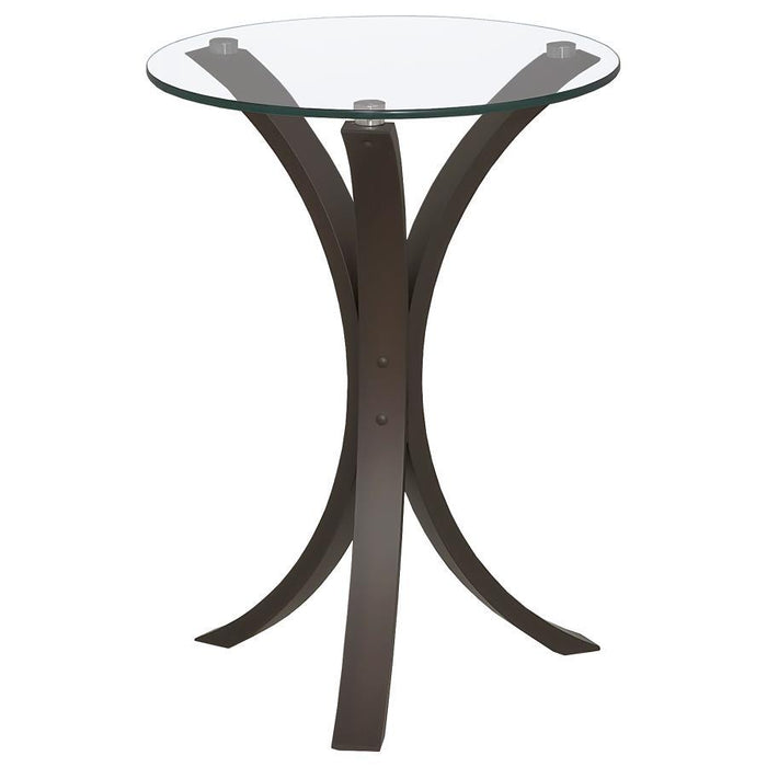 Edgar - Round Glass Top Accent Side Table - Cappuccino – Side Tables by CoasterEveryday at Furniture Wholesale Plus , Nashville furniture store