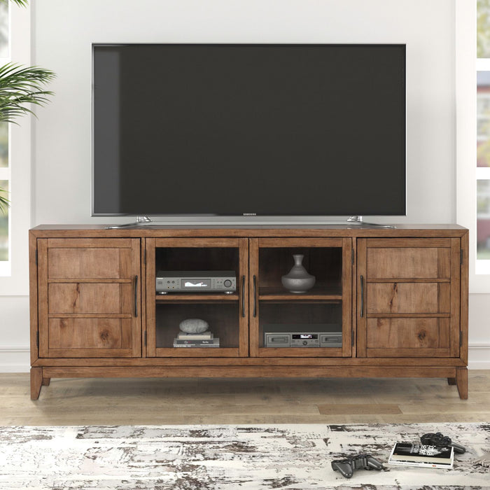 Shaker Lakes - 82" TV Console - Harvest Brown – TV Stands by Liberty Furniture at Furniture Wholesale Plus , Nashville furniture store