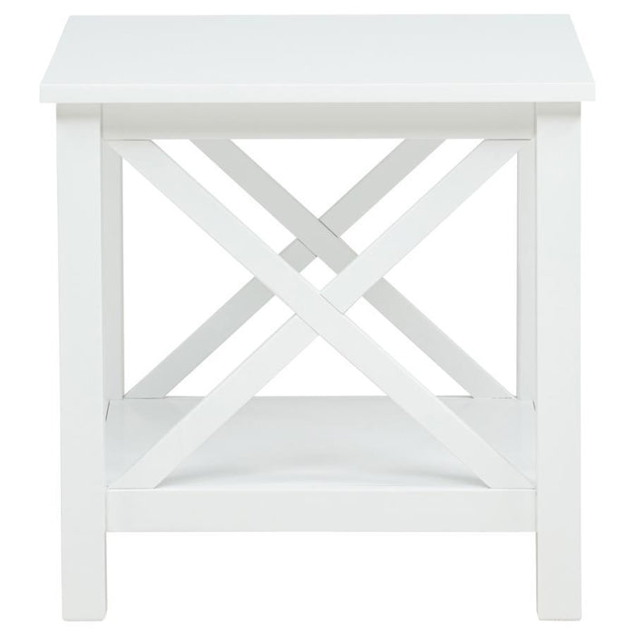 Skyview - Square Pine Wood Side End Table With Shelf - White – End Tables by Coaster Fine Furniture at Furniture Wholesale Plus , Nashville furniture store