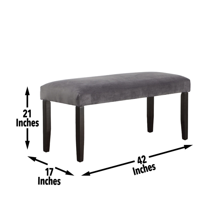 Napoli - Velvet Dining Bench - Gray – Dining Benches by Steve Silver Furniture at Furniture Wholesale Plus , Nashville furniture store