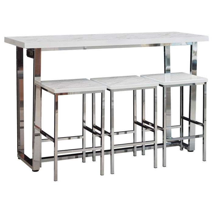 Marmot - 4 Piece Rectangular Counter Height Table Set - Chrome - Premium 4 Piece Dining Room Sets from CoasterEveryday - Just $639! Shop now at Furniture Wholesale Plus  We are the best furniture store in Nashville, Hendersonville, Goodlettsville, Madison, Antioch, Mount Juliet, Lebanon, Gallatin, Springfield, Murfreesboro, Franklin, Brentwood