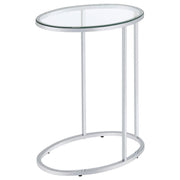 Kyle - Oval Glass Top C-Shaped Sofa Side Table - Chrome – Sofa Tables by CoasterEveryday at Furniture Wholesale Plus , Nashville furniture store