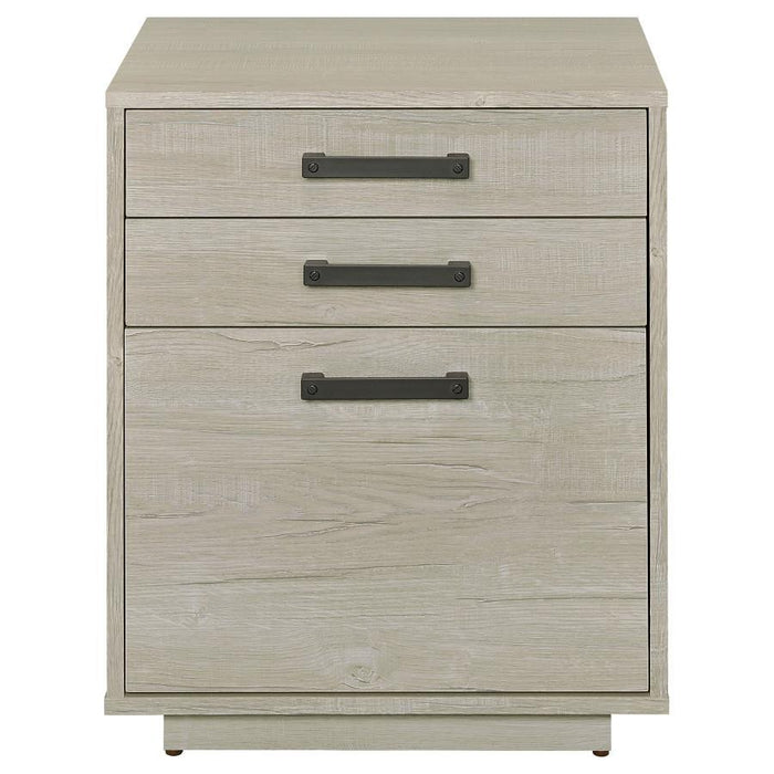 Loomis - 3-Drawer Home Office File Cabinet - Whitewashed Gray – Filing Cabinets by CoasterEssence at Furniture Wholesale Plus , Nashville furniture store