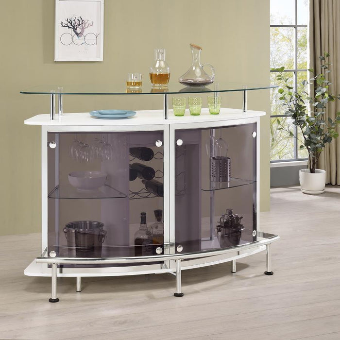 Gideon - Curved Glass Top Home Cabinet - Premium Home Bars from CoasterEssence - Just $659! Shop now at Furniture Wholesale Plus  We are the best furniture store in Nashville, Hendersonville, Goodlettsville, Madison, Antioch, Mount Juliet, Lebanon, Gallatin, Springfield, Murfreesboro, Franklin, Brentwood