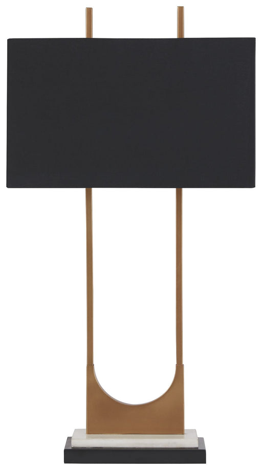 Malana - Brass Finish - Metal Table Lamp - Premium Table Lamps from Signature Design by Ashley® - Just $148! Shop now at Furniture Wholesale Plus  We are the best furniture store in Nashville, Hendersonville, Goodlettsville, Madison, Antioch, Mount Juliet, Lebanon, Gallatin, Springfield, Murfreesboro, Franklin, Brentwood