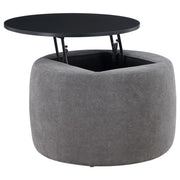 Tesoro - Round Upholstered Lift Top Storage Ottoman - Gray – Storage Ottomans by Coaster Fine Furniture at Furniture Wholesale Plus , Nashville furniture store
