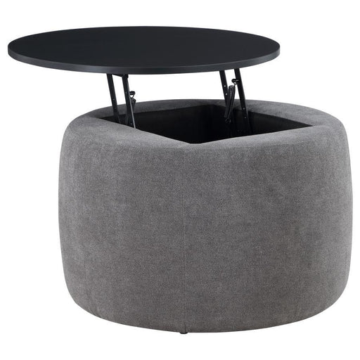 Tesoro - Round Upholstered Lift Top Storage Ottoman - Gray - Premium Storage Ottomans from Coaster Fine Furniture - Just $289! Shop now at Furniture Wholesale Plus  We are the best furniture store in Nashville, Hendersonville, Goodlettsville, Madison, Antioch, Mount Juliet, Lebanon, Gallatin, Springfield, Murfreesboro, Franklin, Brentwood
