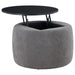 Tesoro - Round Upholstered Lift Top Storage Ottoman - Gray – Storage Ottomans by Coaster Fine Furniture at Furniture Wholesale Plus , Nashville furniture store