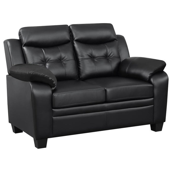 Finley - Upholstered Padded Arm Tufted Loveseat - Black – Stationary Loveseats by CoasterEveryday at Furniture Wholesale Plus , Nashville furniture store